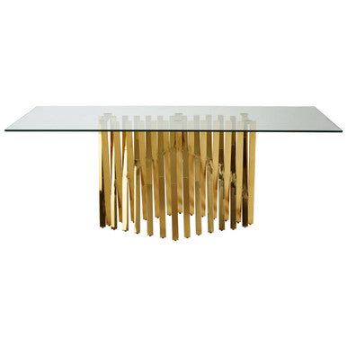 Clear Tempered Glass Top with Gold Stainless Steel Frame | Arezzo