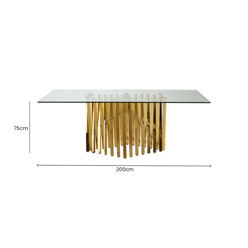 Clear Tempered Glass Top with Gold Stainless Steel Frame | Arezzo