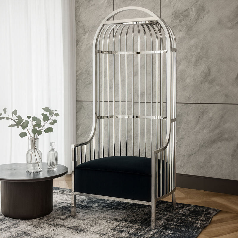 Silver Finish Dome Cage Chair | Eliza