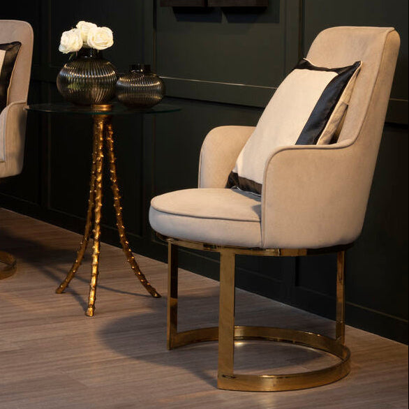 Beige Velvet Dining Chair | Eliza