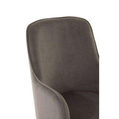 Grey Velvet Dining Chair with Silver Finish Legs | Eliza