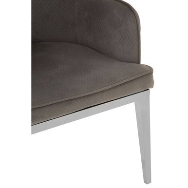 Grey Velvet Dining Chair with Silver Finish Legs | Eliza