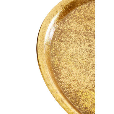 Distressed Gold Steel Accent Table with Bamboo Stand | Monroe
