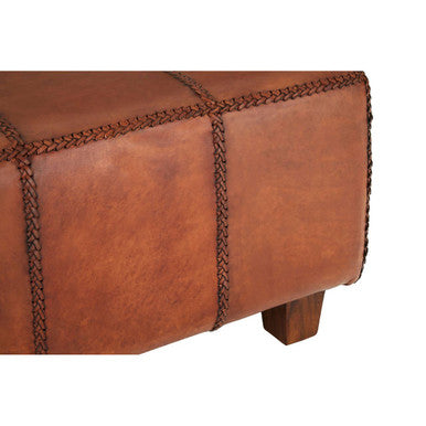 Leather Bench with Teak Wood Legs | Inca