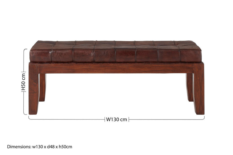 Antique Brown Leather Bench | Inca