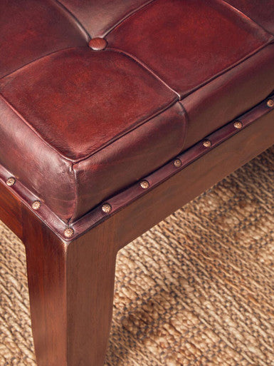 Antique Brown Leather Bench | Inca