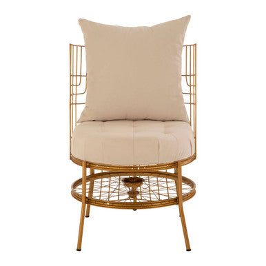 Gold Finish Wheel Design Chair with Cushion | Mantis