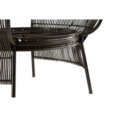 Clear Glass Top Table with Black Finish Bamboo and Iron Frame | Mantis