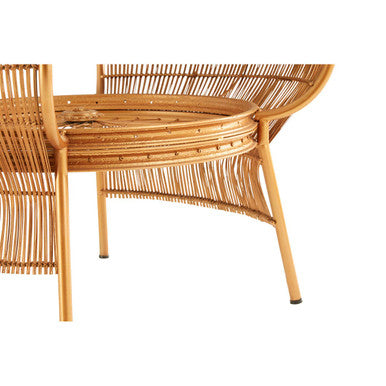 Clear Glass Top Table with Gold Finish Bamboo and Iron Frame | Mantis