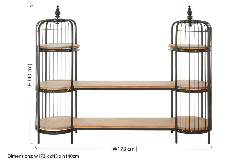 Long Black Finish Birdcage Shelf Unit | Mantis