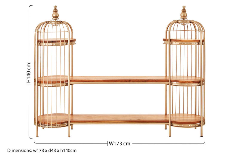 Champagne Gold Finish Birdcage Shelf Unit | Mantis