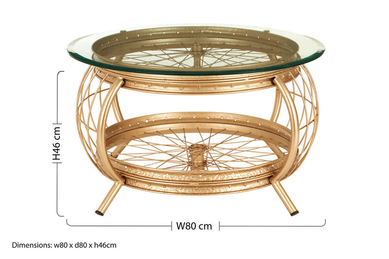 Clear Glass Top Coffee Table with Champagne Gold Finish Bamboo and Iron Frame | Mantis