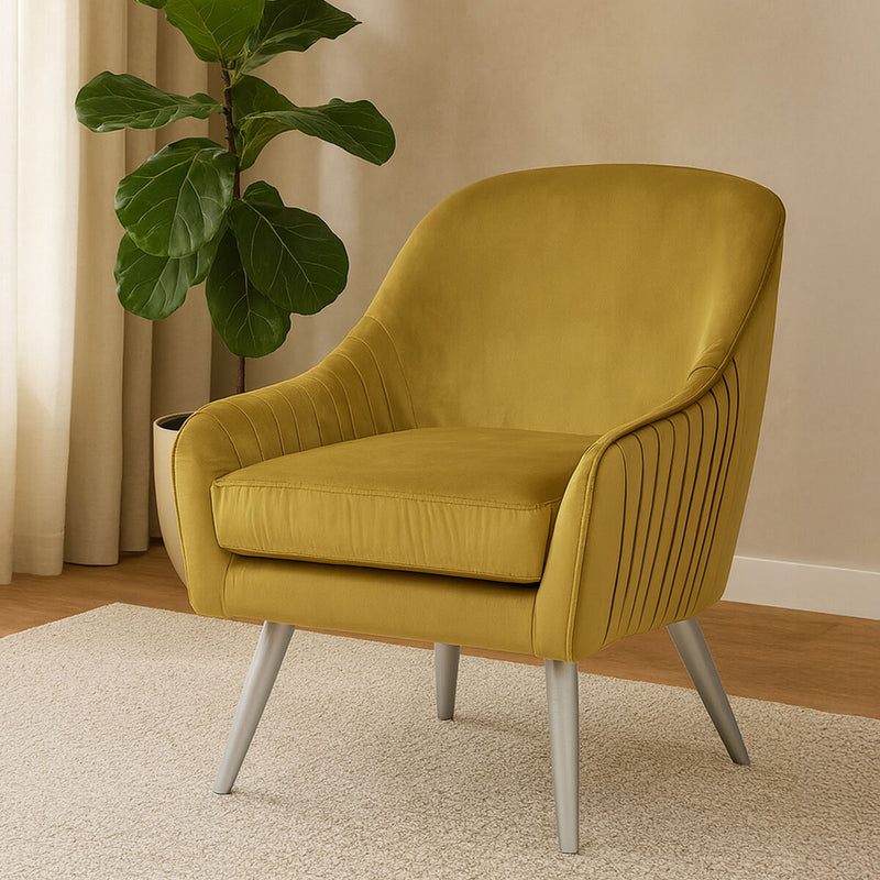 Mustard Velvet Armchair | Louxor