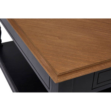 Black and Natural Wooden Coffee Table with 1 Slim Storage Drawer | Loire