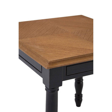 Black Side Table with Textured Bayur Wood and Carved Detail | Loire