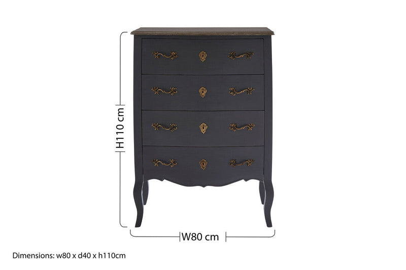 4 Drawer Dark Grey Chest | Loire