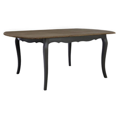 Dark Grey Bayur Wood Dining Table with Natural Wood Top | Loire