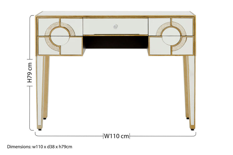 Mirrored Glass Console Table with Five Drawers and Crystal Style Knobs | Knightsbridge