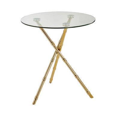 Clear Glass Top Side Table with Gold Bamboo Style Legs | Kensington Townhouse