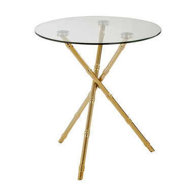 Clear Glass Top Side Table with Gold Bamboo Style Legs | Kensington Townhouse
