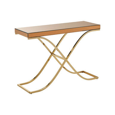 Brown Glass Top Console Table with Gold Iron Frame | Kensington Townhouse