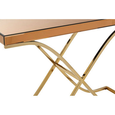 Brown Glass Top Console Table with Gold Iron Frame | Kensington Townhouse