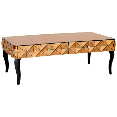 Geometric Coffee Table with 3D Glass Detail with Black and Copper Finish | Soho