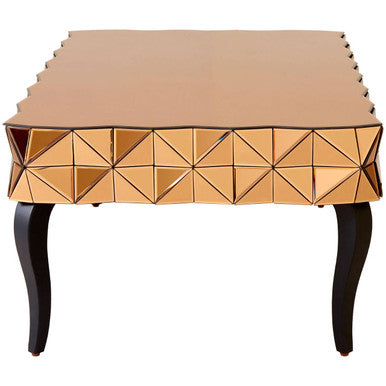 Geometric Coffee Table with 3D Glass Detail with Black and Copper Finish | Soho