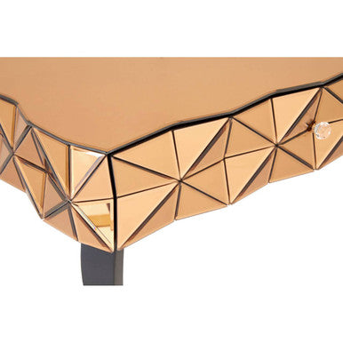 Geometric Coffee Table with 3D Glass Detail with Black and Copper Finish | Soho