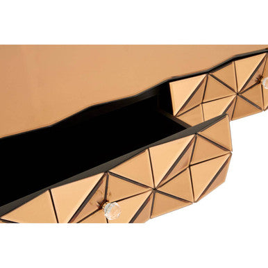 Geometric Coffee Table with 3D Glass Detail with Black and Copper Finish | Soho