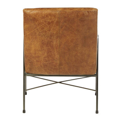 Light Brown Genuine Leather and Iron Lounge Chair | Hoxton