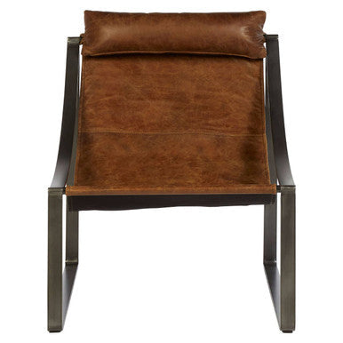 Genuine Light Brown Leather Sling Chair | Hoxton