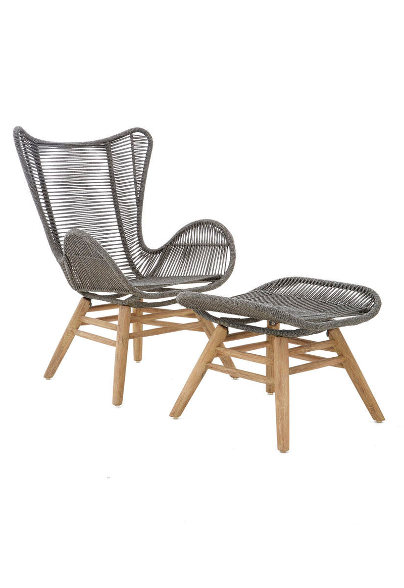 Grey Rope Lounge Chair and Footstool | Sisal