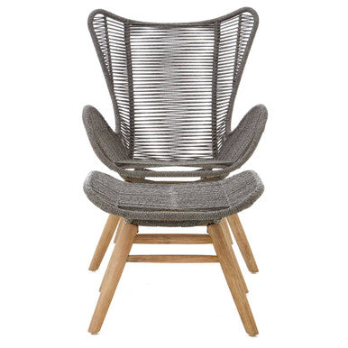 Grey Rope Lounge Chair and Footstool | Sisal