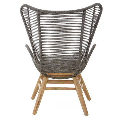 Grey Rope Lounge Chair and Footstool | Sisal