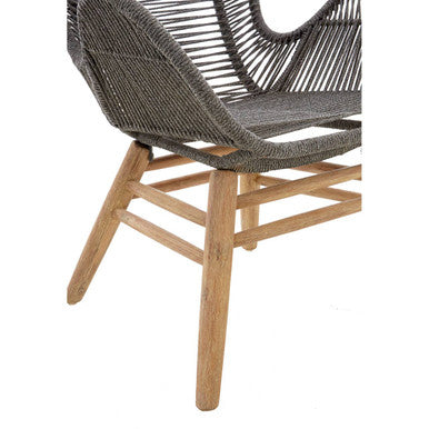 Grey Rope Lounge Chair and Footstool | Sisal