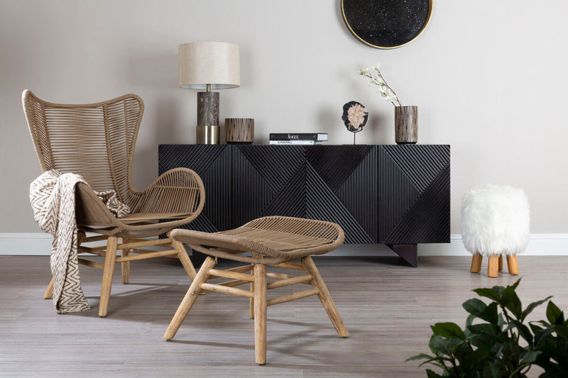 Latte Rope Lounge Chair and Footstool | Sisal