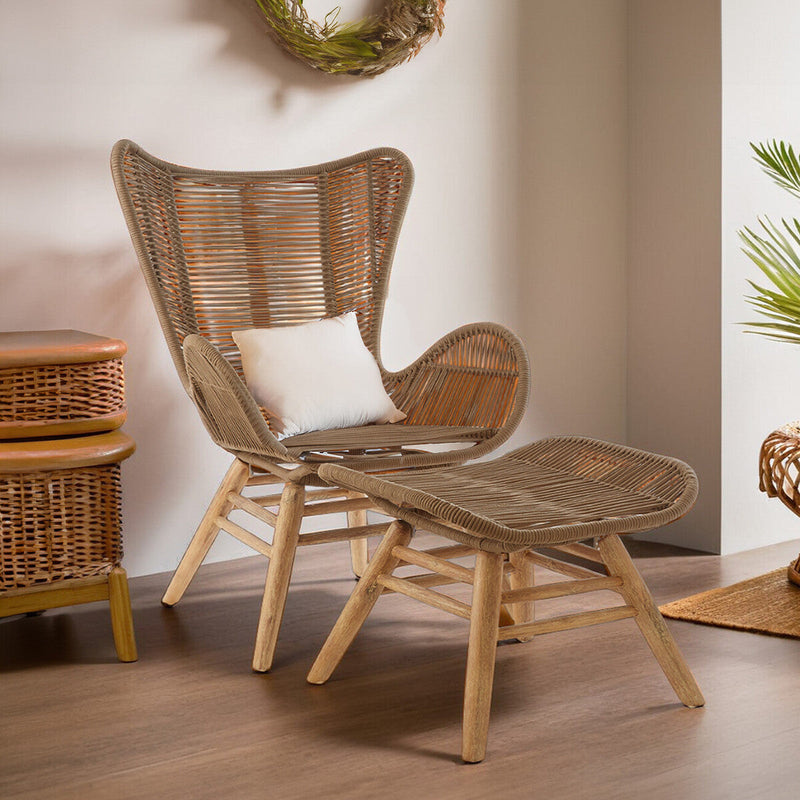 Latte Rope Lounge Chair and Footstool | Sisal