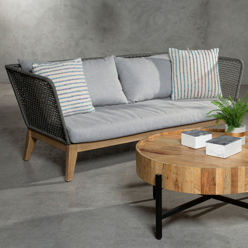 3 Seater Grey Sofa with Wooden Legs | Opus