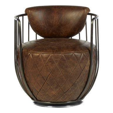 Brown Leather Swivel Chair | Hoxton