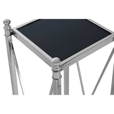 Black Mirrored Glass and Nickel Finish Plant Stand | Hoffmann