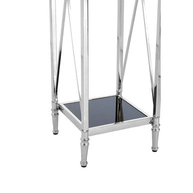 Black Mirrored Glass and Nickel Finish Plant Stand | Hoffmann