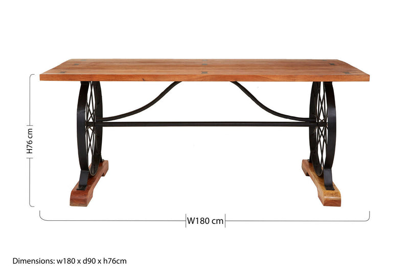 Rose Gold Solid Acacia Wood Dining Table with Bow-Shaped Inlay, Nandri