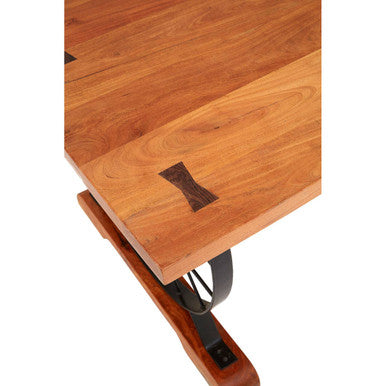Rose Gold Solid Acacia Wood Dining Table with Bow-Shaped Inlay, Nandri