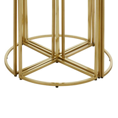 Black Tinted Glass Top 5 Piece Nesting Tables with Gold Finish Frames | Axis