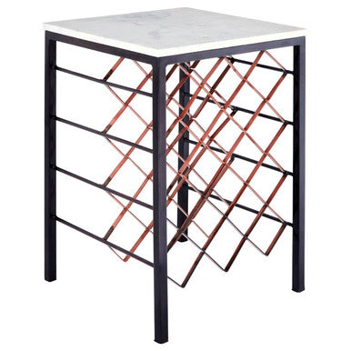White Marble and Iron Wine Rack Table | Templar