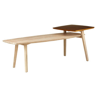 Gold and Natural Two Tone Coffee Table with Solid Elm Wood | Kyra