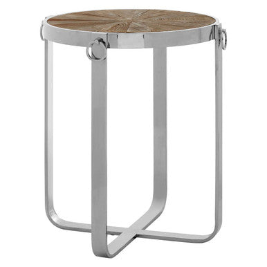Brown Side Table with Elm Wood Top | Mitra