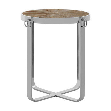 Brown Side Table with Elm Wood Top | Mitra
