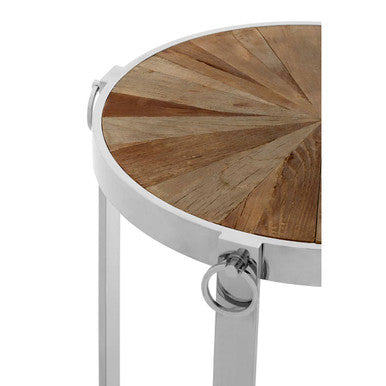 Brown Side Table with Elm Wood Top | Mitra